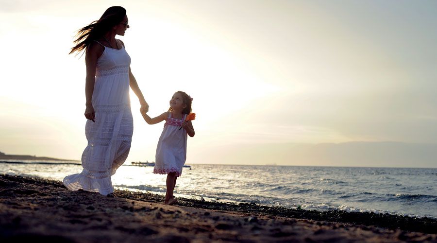 Family on beach